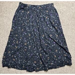 Women’s Size XL Studio Works Pleated Black Floral Long Skirt